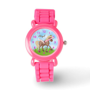 Personalisiertes Niedliches Brown Horse Armbanduhr