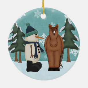 Personalisiertes Niedliches Brown Horse und Funny  Keramik Ornament