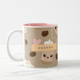 Personalisiertes Niedliches Cappuccino-Muster Zweifarbige Tasse