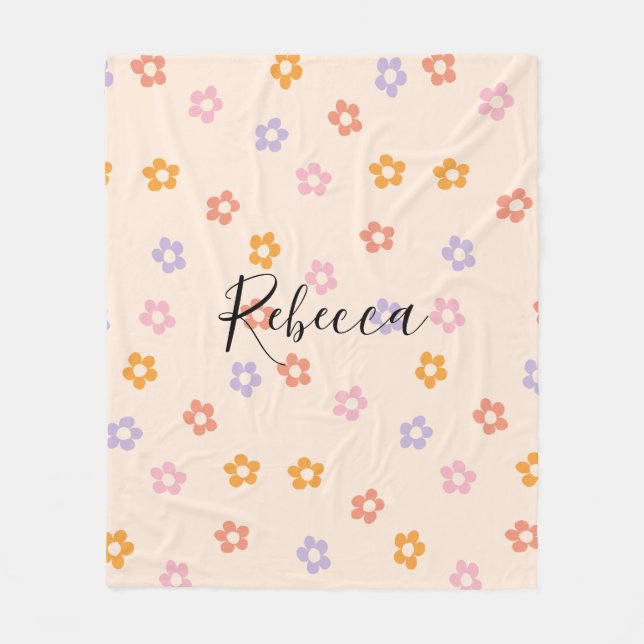 Personalisiertes Niedliches Daisy-Muster Fleecedecke (Vorderseite)