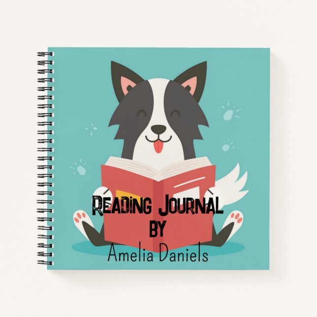 Personalisiertes Niedliches Dog Reading Journal Notizbuch (Vorderseite)