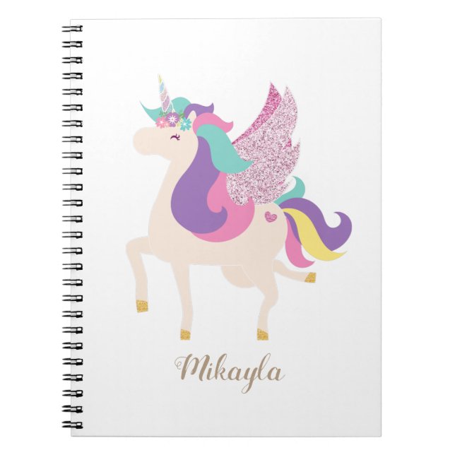 Personalisiertes Niedliches Einhorn Minimalistisch Notizblock (Vorderseite)