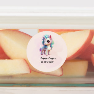 Personalisiertes Niedliches Einhorn, Name, Telefon Etiketten