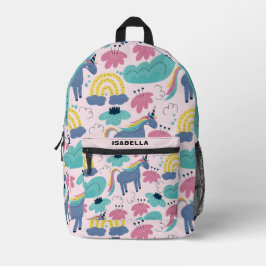 Personalisiertes Niedliches Einhorn-Regenbogenmust Bedruckter Rucksack
