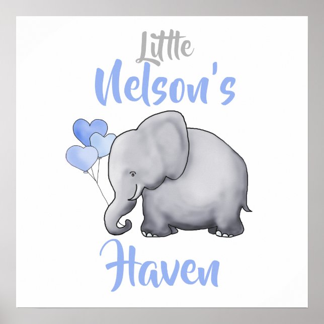Personalisiertes Niedliches Elefant Kinderzimmer H Poster (Vorne)