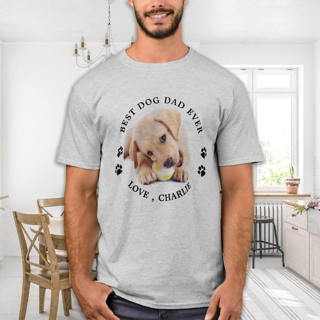 Personalisiertes Niedliches Foto Bester Hund Vater T-Shirt (Von Creator hochgeladen)