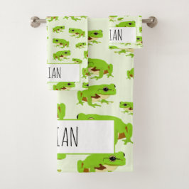 Personalisiertes Niedliches Froschmuster Badhandtuch Set