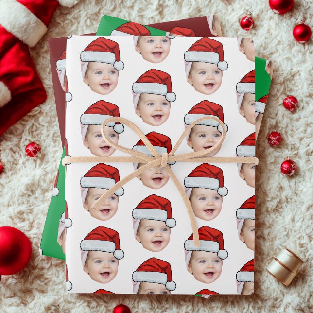 Personalisiertes Niedliches Gesicht Foto Weihnacht Geschenkpapier Set (Von Creator hochgeladen)