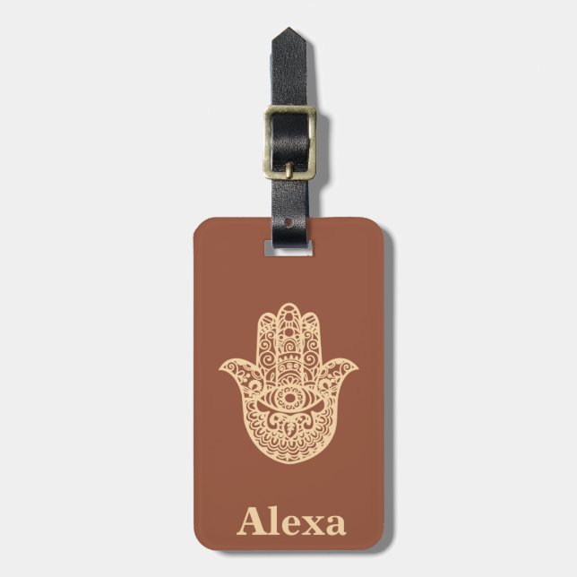 Personalisiertes Niedliches Glück Hamsa Hand Terra Gepäckanhänger (Vorderseite vertikal)