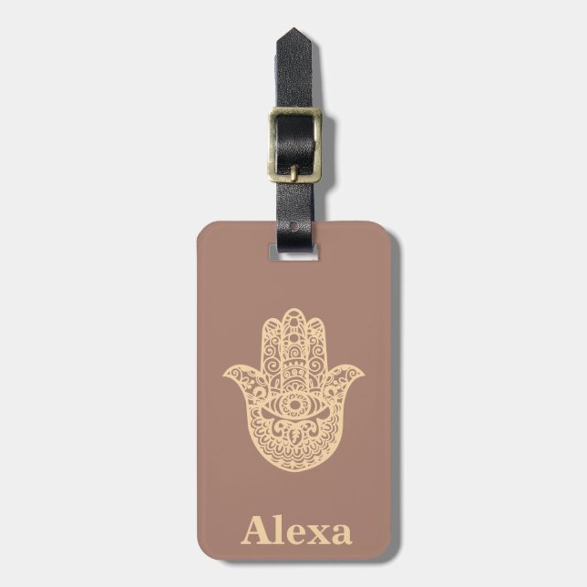 Personalisiertes Niedliches Glück Hamsa Hand Terra Gepäckanhänger (Vorderseite vertikal)