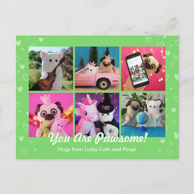 Personalisiertes Niedliches Green Stylish Hearts F Postkarte (Vorderseite)