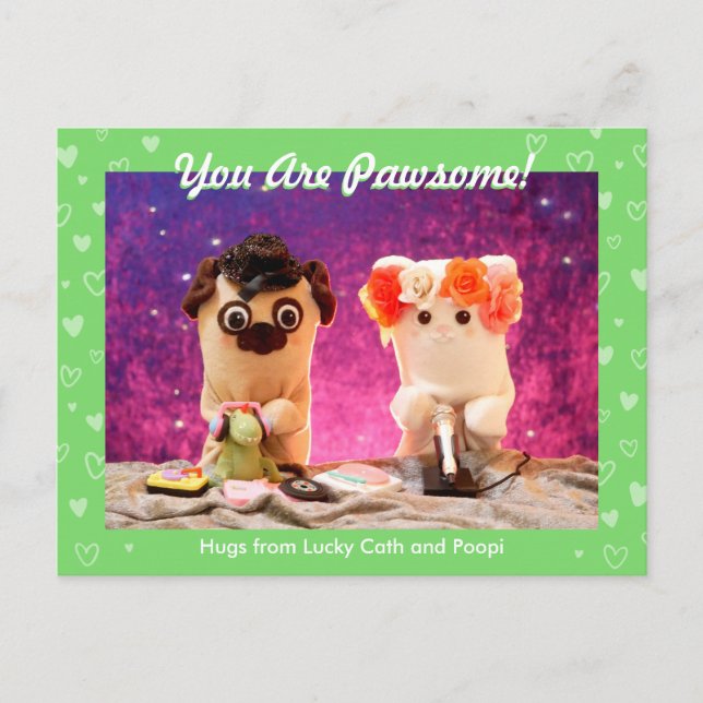 Personalisiertes Niedliches Green Stylish Hearts F Postkarte (Vorderseite)