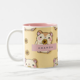 Personalisiertes Niedliches Hamster und gelbes Blu Zweifarbige Tasse