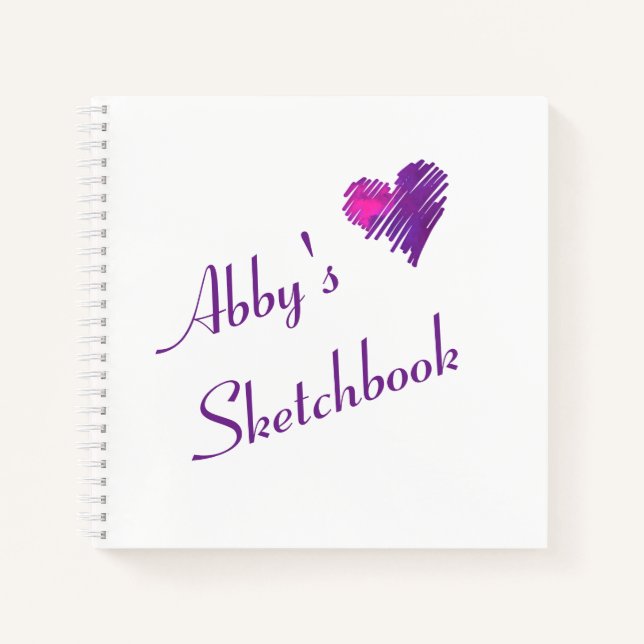 Personalisiertes Niedliches Heart Doodle Sketchboo Notizbuch (Vorderseite)