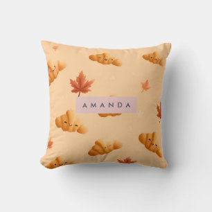 Personalisiertes Niedliches Herbst Croissant Café  Kissen
