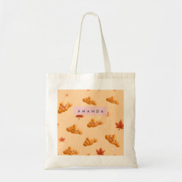 Personalisiertes Niedliches Herbst Croissant Café  Tragetasche