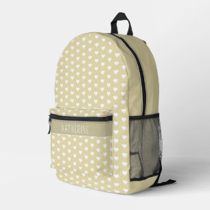 Personalisiertes Niedliches Herzmuster Tan Shade Bedruckter Rucksack
