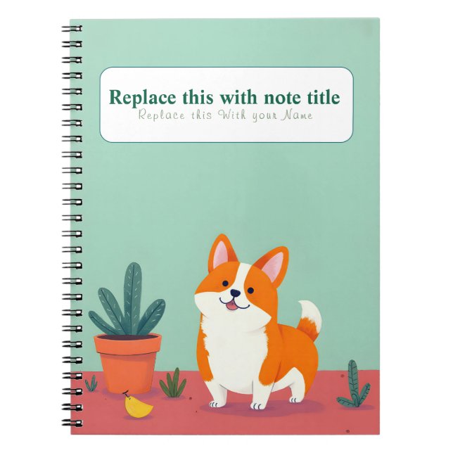 Personalisiertes Niedliches Kawaii Dog Notebook Notizblock (Vorderseite)