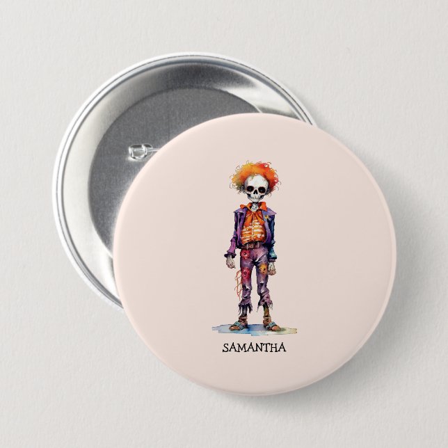Personalisiertes Niedliches Kid Zombie Halloween ( Button (Vorne & Hinten)