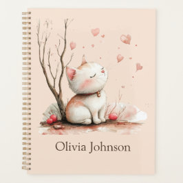 Personalisiertes Niedliches Kitten mit Herz Planer
