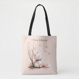 Personalisiertes Niedliches Kitten mit Herz Tote T Tasche