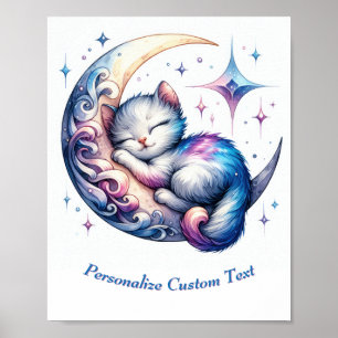 Personalisiertes Niedliches Kitten Schlafen auf de Poster