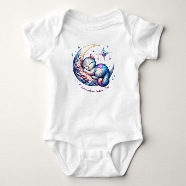 Personalisiertes Niedliches Kitten Schlafen auf ei Baby Strampler (Vorderseite)