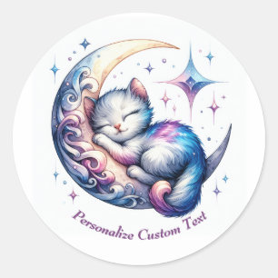 Personalisiertes Niedliches Kitten Schlafen auf ei Runder Aufkleber
