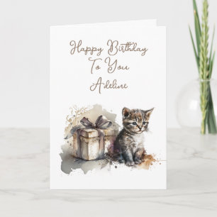 Personalisiertes Niedliches Kitten und Geburtstags Karte