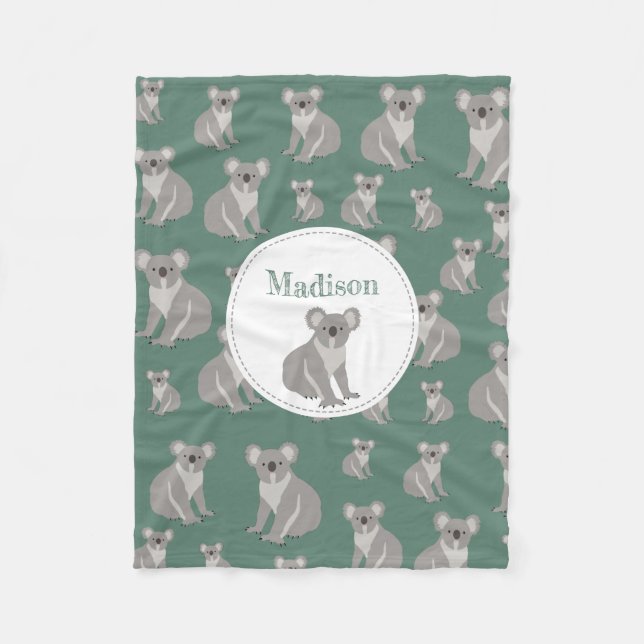 Personalisiertes Niedliches Koala-Muster Fleecedecke (Vorderseite)