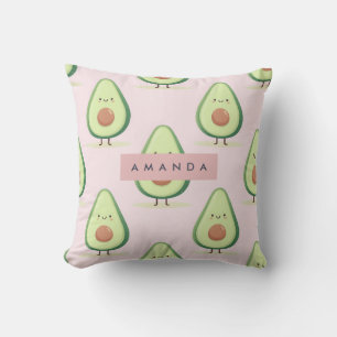 Personalisiertes Niedliches Lächeln Avocado Muster Kissen
