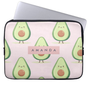 Personalisiertes Niedliches Lächeln Avocado Muster Laptopschutzhülle