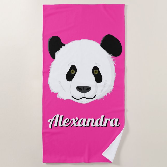 Personalisiertes Niedliches Lächeln der Panda-Bäre Strandtuch (Vorderseite)
