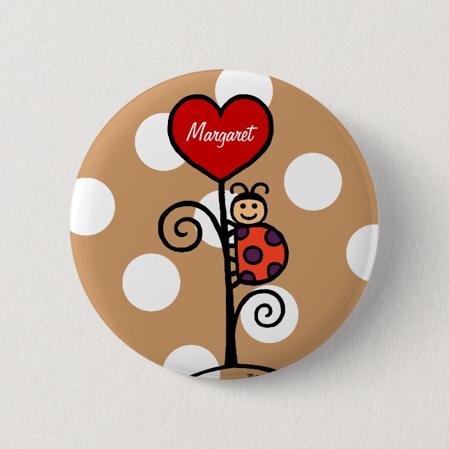 Personalisiertes niedliches Marienkäferzeichnen Button (Vorderseite)