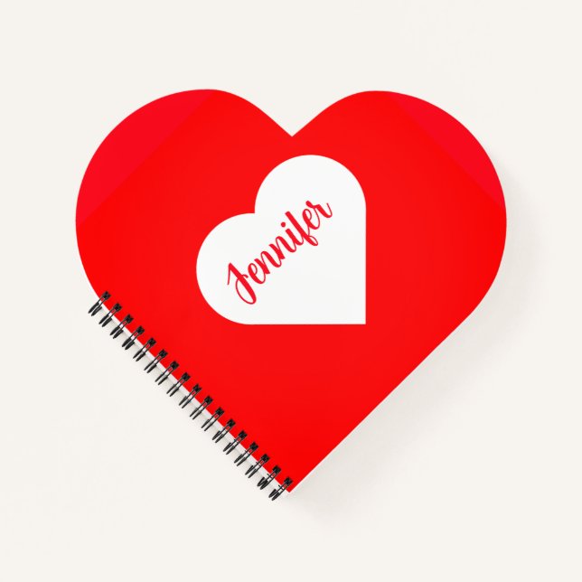 Personalisiertes Niedliches Minimalistisches Rotes Notizbuch (Vorderseite)