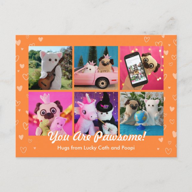 Personalisiertes Niedliches Orange Stylish Hearts  Postkarte (Vorderseite)