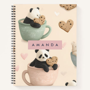 Personalisiertes Niedliches Panda- und Bärenmuster Notizbuch