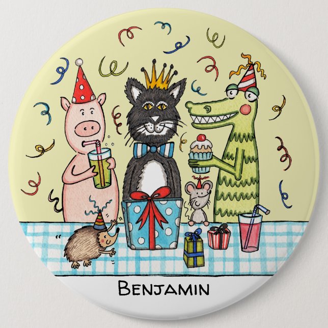 Personalisiertes Niedliches Party Tiere Button-Abz Button (Vorderseite)