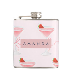 Personalisiertes Niedliches Pastell Strawberry Jui Flachmann