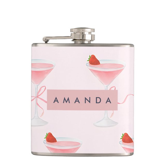 Personalisiertes Niedliches Pastell Strawberry Jui Flachmann (Vorderseite)