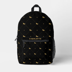Personalisiertes Niedliches Pferdemuster Schwarz Bedruckter Rucksack
