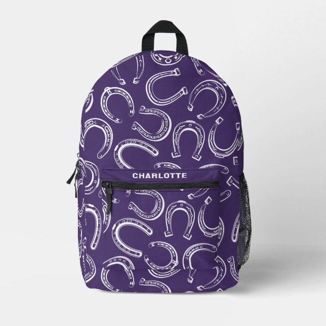 Personalisiertes Niedliches Pferdeshoe-Muster Bedruckter Rucksack (Vorderseite)
