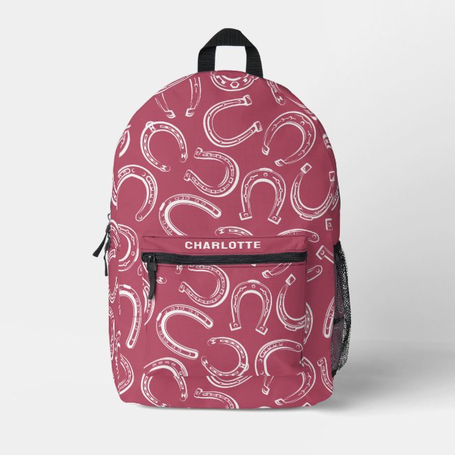 Personalisiertes Niedliches Pferdeshoe-Muster Bedruckter Rucksack (Vorderseite)