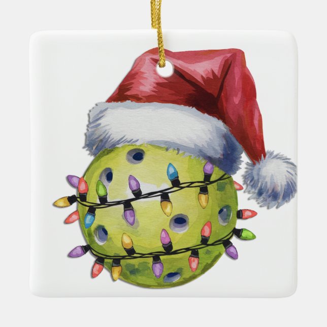 Personalisiertes Niedliches Pickleball des Weihnac Keramikornament (Vorderseite)