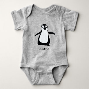 Personalisiertes niedliches Pinguin-Illustrationsb Baby Strampler
