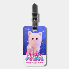 Personalisiertes Niedliches Pink Blue Plushie Powe Gepäckanhänger
