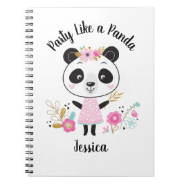 Personalisiertes Niedliches Pink Girly Panda Notizblock