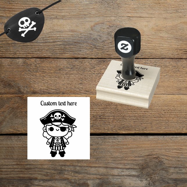 Personalisiertes Niedliches Piratenmädchen Gummistempel (Von Creator hochgeladen)
