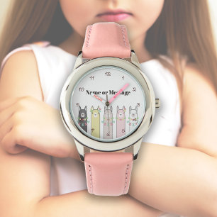 Personalisiertes Niedliches Retro-farbiges Llamas- Armbanduhr