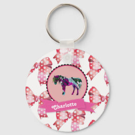 Personalisiertes Niedliches Rosa Modernes Pony Schlüsselanhänger